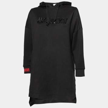 Pre Owned Fendi Black Cotton MCMXXV Crystal Embellished Sweatshirt XS