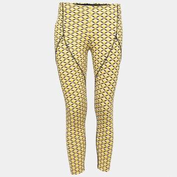 Pre Owned Fendi Yellow Monster Eyes Printed Jersey Leggings M