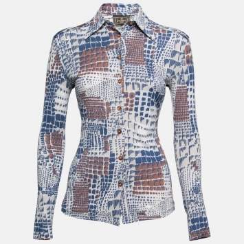 Pre Owned Fendi Multicolor Printed Jersey Long Sleeve Shirt M
