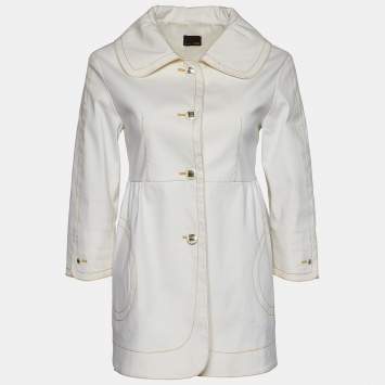 Pre Owned Fendi Off-White Cotton Blend Button Front Jacket M