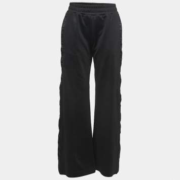 Pre Owned Fendi Black Jersey Logo Band Detail Track Pants S