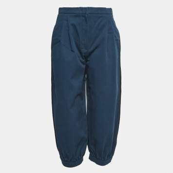 Pre Owned Fendi Navy Blue Cotton Balloon-Leg Trousers M