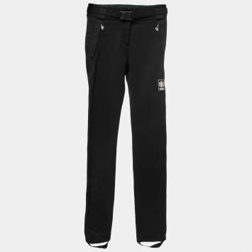 Pre Owned Fendi Black Jersey Snow Flake Patch Detail Trousers S/Waist 27"