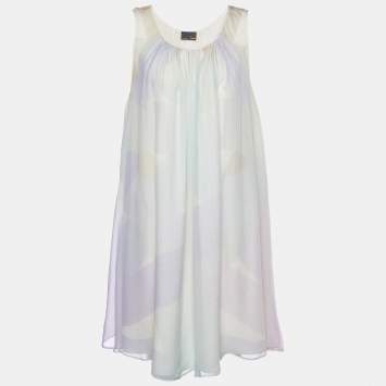 Pre Owned Fendi Multicolour Pastel Silk Chiffon Shift Dress L