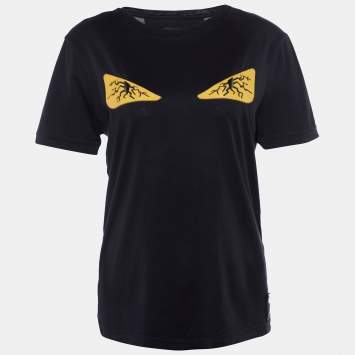 Pre Owned Fendi Black Monster Eye Patch Cotton Knit T-shirt M