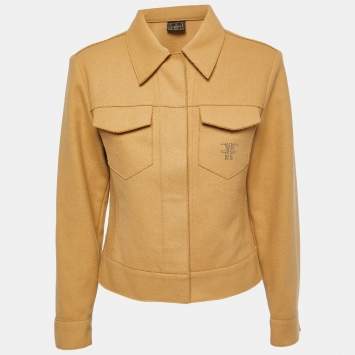 Pre Owned Fendi Beige Wool Button Front Jacket M