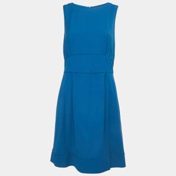 Pre Owned Fendi Blue Crepe Sleeveless Short Dress M
