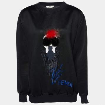 Pre Owned Fendi X Karl Lagerfeld Black Karlito Jersey Sweatshirt M