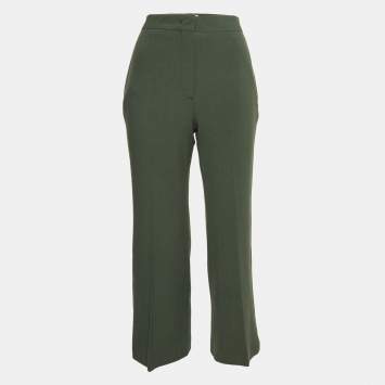 Pre Owned Fendi Green Gabardine Wool Blend Capri Pants S