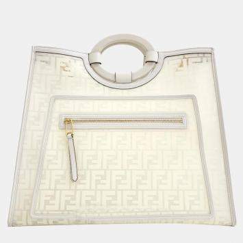 Pre Owned Fendi White Zucca Canvas Runaway Large Bag