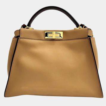 Pre Owned Fendi Brown Leather Peekaboo Medium Handbag