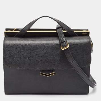 مملوكة مسبقًا Fendi Black Leather Small Demi Jour Top Handle Bag
