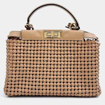 Pre Owned Fendi Interlace Peekaboo Medium bag