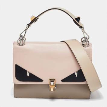 Pre Owned Fendi Multicolor Leather Medium Eye Detail Kan I Top Handle Bag