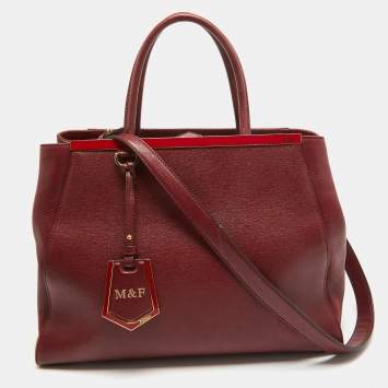 Pre Owned Fendi Red Leather Medium 2Jours Tote