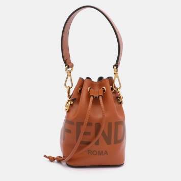 Pre Owned Fendi Brown Leather Mini Mon Tresor Bucket Bag