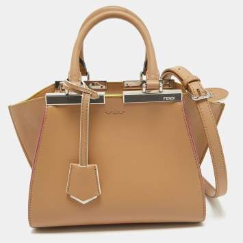 Pre Owned Fendi Beige Leather Mini 3Jours Tote