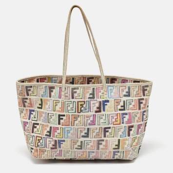 Pre Owned Fendi Multicolor Zucca Coated Canvas Large Roll Tote