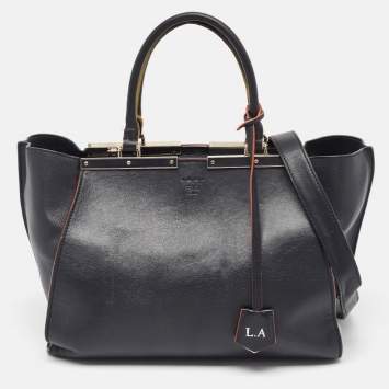 Pre Owned Fendi Navy Blue Leather Medium 3Jours Tote