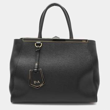 Pre Owned Fendi Black Leather Medium 2Jours Tote
