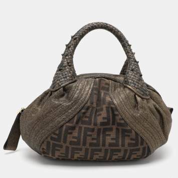 Pre Owned Fendi Tobacco Zucca Canvas and Leather Baby Spy Bag