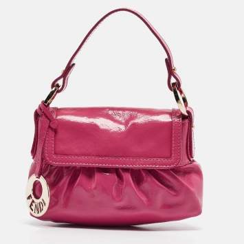 Pre Owned Fendi Pink Patent Leather Mini Chef Bag