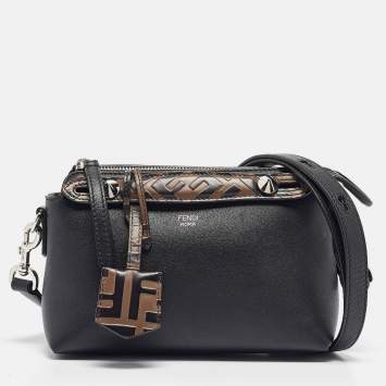 Pre Owned Fendi Black/Brown Leather Mini By The Way Crossbody Bag