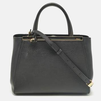 Pre Owned Fendi Black Leather Small 2Jours Tote