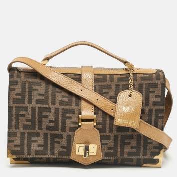 Pre Owned Fendi Tan/Brown Zucca Canvas Classico No.1 Top Handle Bag