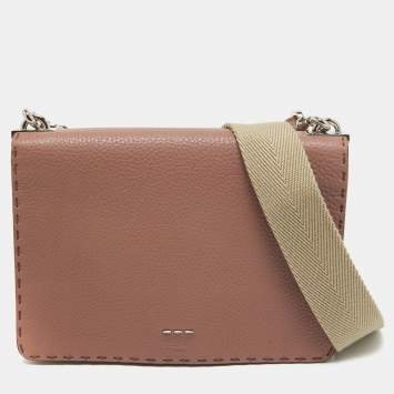 Pre Owned Fendi Old Rose Selleria Leather Messenger Bag