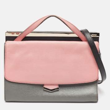 Pre Owned Fendi Tricolor Leather Small Demi Jour Top Handle Bag