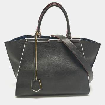 Pre Owned Fendi Black/Blue Leather Medium 3Jours Tote