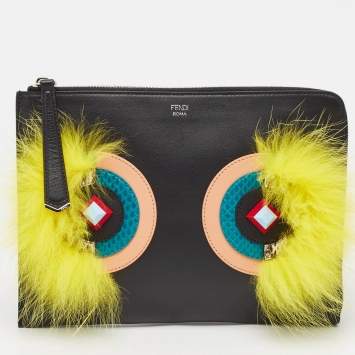 Pre Owned Fendi Multicolor Leather and Snakeskin Dolce Monster Clutch