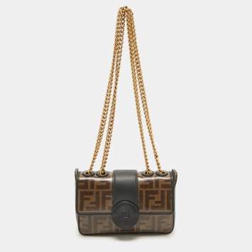 Pre Owned Fendi Black/Brown FF Coated Canvas Mini 1974 Shoulder Bag