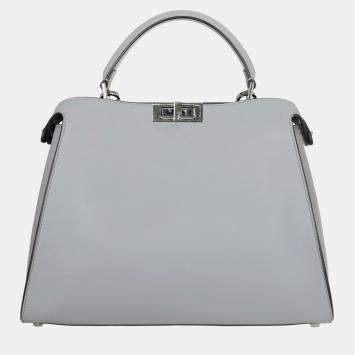 Pre Owned Fendi Light Blue Leather New Large Peekaboo Bag