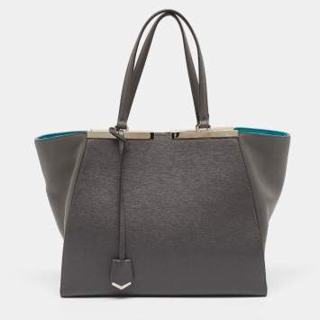 Pre Owned Fendi Grey Leather Large 2Jours Tote