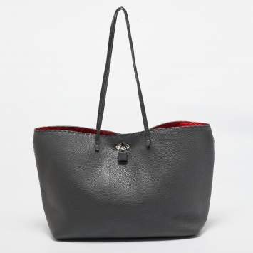 Pre Owned Fendi Grey Selleria Leather Medium Carla Tote