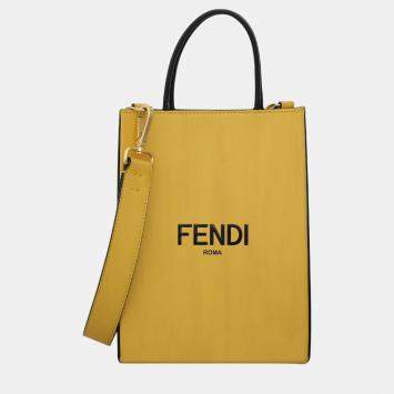 Pre Owned Fendi Yellow Leather Fendi Roma Tote Bag 