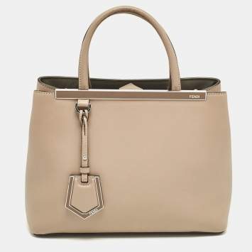 Pre Owned Fendi Beige Leather Petite 2Jours Tote