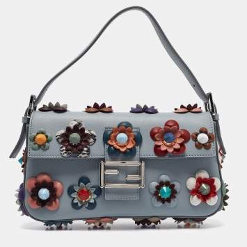 Pre Owned Fendi Multicolor Leather Flowerland Baguette Bag