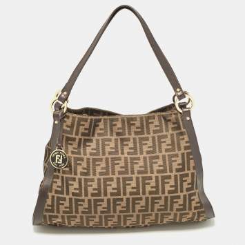 Pre Owned Fendi Tobacco Zucca Canvas and Leather Chef Tote