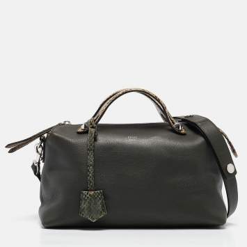 مملوكة مسبقًا Fendi Green/Light Yellow Leather and Watersnake Small By The Way Bag