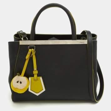 Pre Owned Fendi Black/Green Leather Petite Sac 2jours Tote
