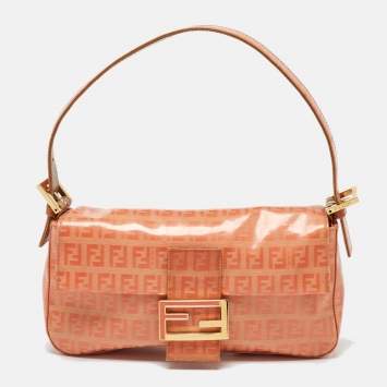 مملوكة مسبقًا Fendi Orange Zucchino Coated Canvas and Leather Baguette Bag