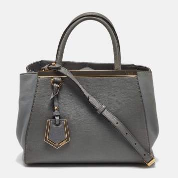 Pre Owned Fendi Grey Leather Mini 2Jours Tote