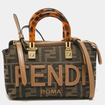 Pre Owned Fendi Brown Zucca Canvas and Leather Mini By The Way Bag
