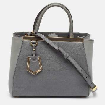 Pre Owned Fendi Grey Leather Mini 2Jours Tote