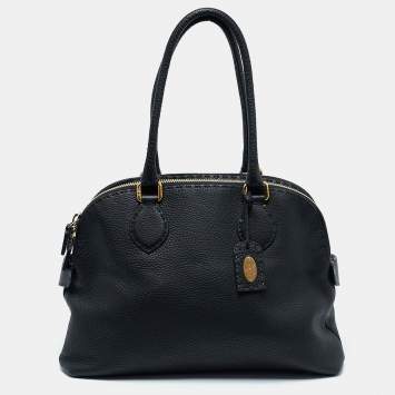 Pre Owned Fendi Black Selleria Leather Double Zip Satchel
