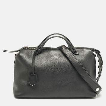 Pre Owned Fendi Black Leather Large By The Way Boston Bag
