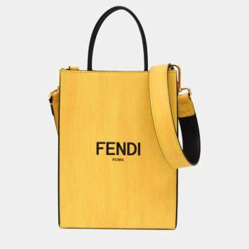 Pre Owned Fendi Yellow Leather Roma Shopping Bag